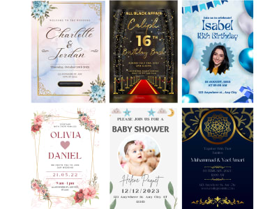 Design invitation, birthday, wedding, baby shower and party card