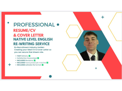 Native English CV, Cover Letter, and LinkedIn optimisation, get interviews!