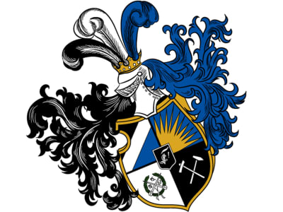 A luxury heraldic coat of arms logo for brand or family