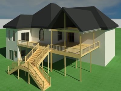 House Wood Deck, Pool and Multi-level Deck Design for Construction ...