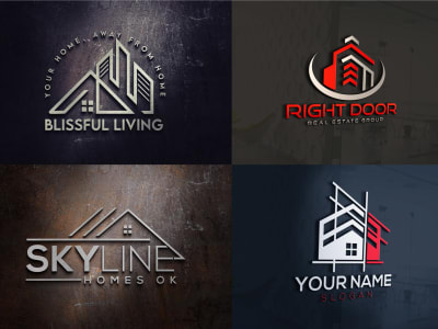 Professional minimalist modern real estate logo, Construction logo