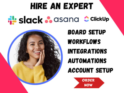 Team/project management with Trello, Asana, Slack, Teamwork, Wrike, Clickup
