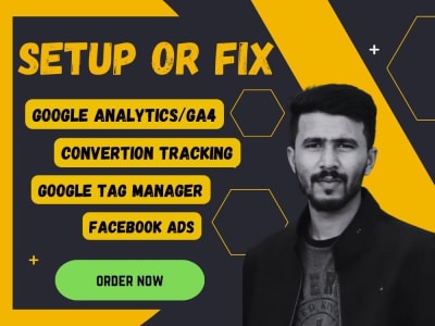 Setup or fix google analytics4, gmc, gtm, ga4, facebook pixel, ppc