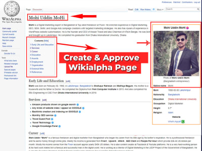 An approved WikiAlpha, EverybodyWiki, Gyaanipedia Page or Profile