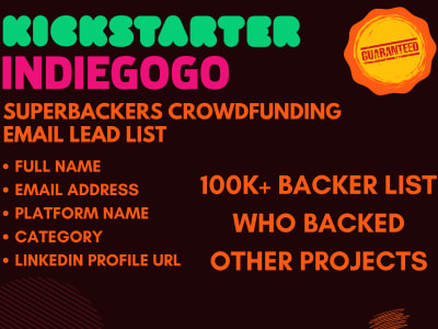 20,000 Superbackers crowdfunding email lead list