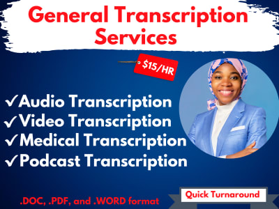 Flawless audio or video transcription services within 24hours