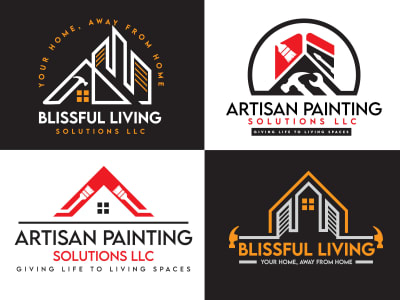 Modern creative real estate construction, renovation and maintenance logo