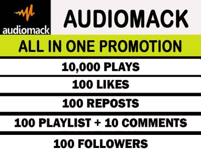 10,000 Audiomack plays with likes, reposts,comments, playlist, followers
