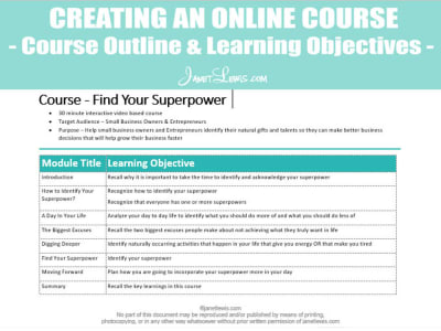 A Course Outline and Learning Objectives for Your Course | Upwork