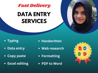 All types of data entry services, typing, copy paste, web research