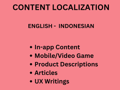 A translation and localization from English to Indonesia (vice versa)