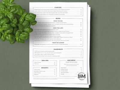 A stunning typographic menu /wine list for your restaurant