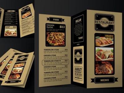 A Trifold Menu Design For a Restaurant, Food Business, Dinner or Cafe