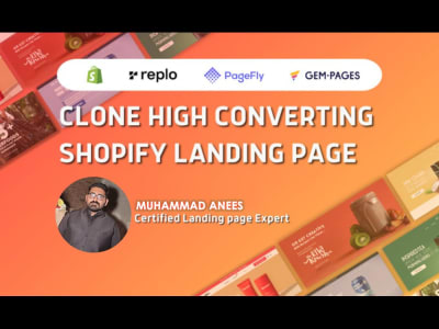 A Shopify landing page design with Replo, Pagefly, gem pages or Shogun