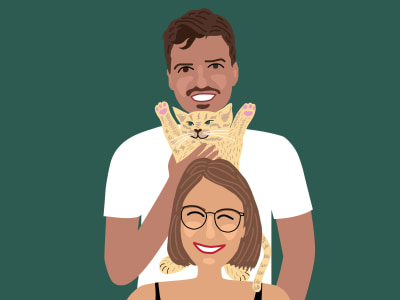 A Custom Family Portrait illustration in a cartoon vector style