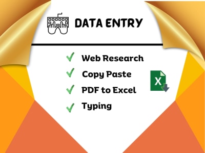 Data entry, web scraping, typing, copy paste, web research