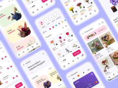 A custom flower bouquet mobile app UI/UX design | Upwork