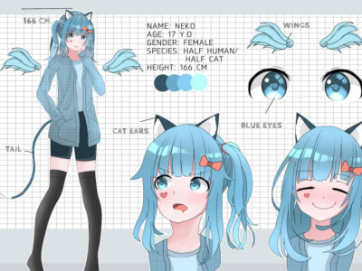 A character reference sheet for your oc, furry, vtuber, anime