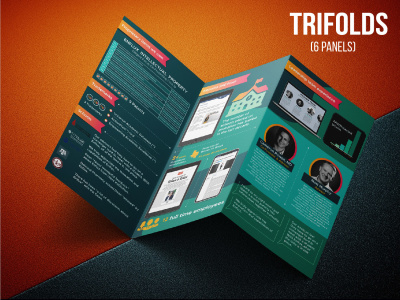 Trifold, bifold brochure, flyer, leaflet, postcard, business catalog