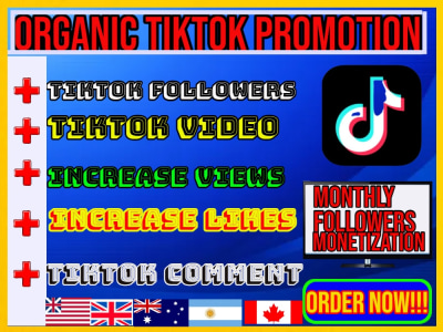 Organic tiktok video promotion, website promote, tiktok followers account