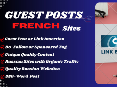 Guest post and link Insertion services on French sites.
