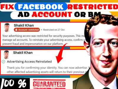 Fix restricted/disabled Facebook ad accounts and business manager issues.