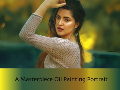 Realistic digital oil painting portrait drawing