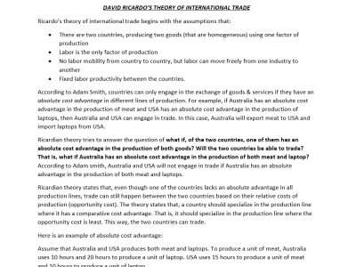 An amazing lesson on David Ricardo's theory of International Trade
