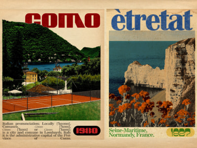 A fantastic travel poster design in vintage or retro style