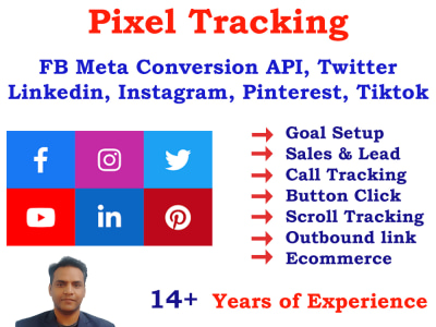 Meta Pixel, Linkedin, Pinterest, Twitter, Tiktok, Instagram Tracking Setup