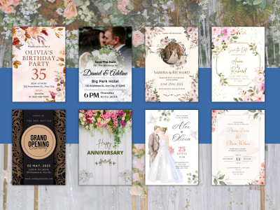 Wedding invitation funeral obituary card flyer design