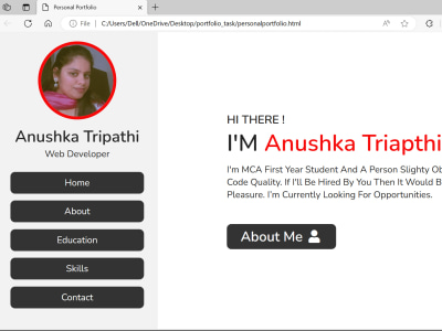 Personal Portfolio using HTML and CSS | Upwork