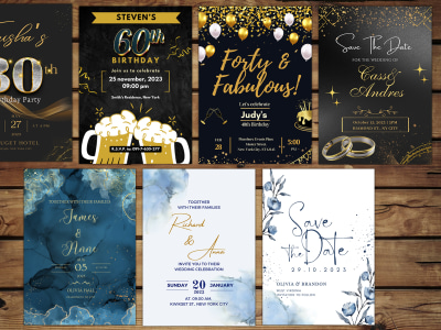 Trendy Save the Date, Wedding, Birthday, Christmas invitation