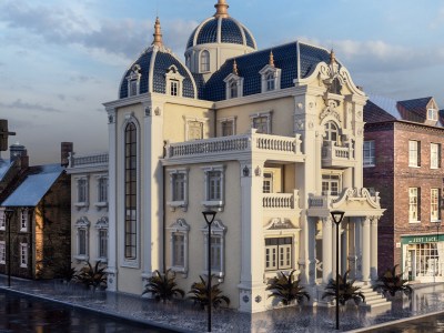 A Photorealistic Exterior rendering of a Building.