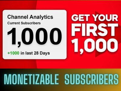 1000 Nondrop YouTube subscribers for monetization using video promotion