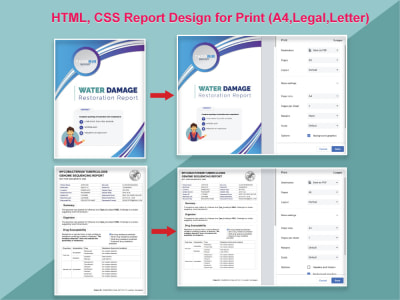 Report design from PDF, PSD, image to HTML, CSS for A4, Letter print ...