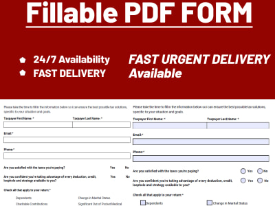 Fillable PDF Forms in 2-6 hours