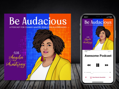 Custom podcast cover art cartoon style, podcast cover design, podcast logo