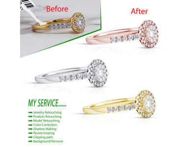 Image editing of jewelry retouching in photoshop