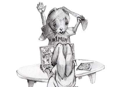 Realistic animal pencils with animals posed in anthropomorphic situations.