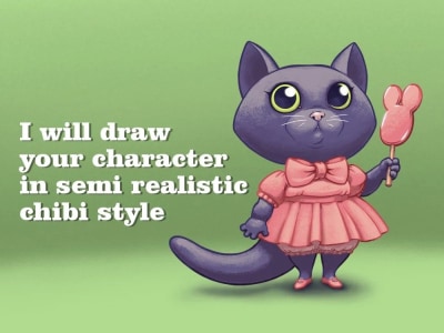 Your character in semi realistic chibi style