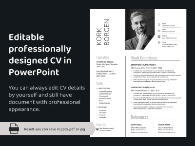 Designed editable CV : PowerPoint PPTX PDF PowerPoint presentation designer