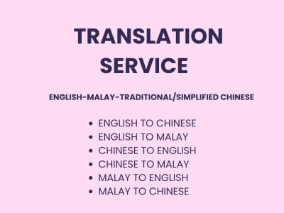English-Malay-Chinese (Traditional/ Simplified ) Translation/ Transcription