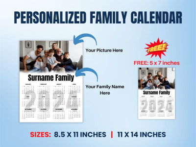 Personalized Family Calendar with your Picture and Family Name