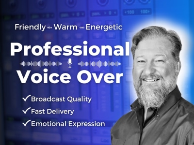 A professional high-quality warm, rich and energetic American voice over