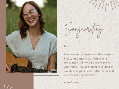 A 2-3 minute song, a vocal & guitar recording, and written lyrics & chords