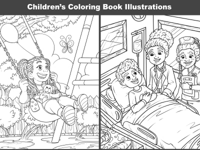 A coloring book illustration for children or adults.