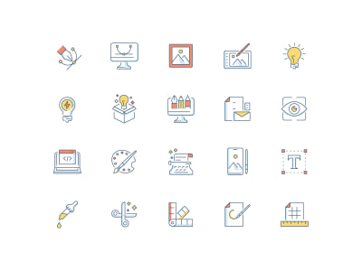 Get a set of icons, badges, stickers in various design styles.