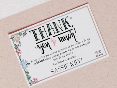 A double-sided insert card or thank you card for Amazon FBA