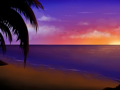 A Stunning Sunset & Night Scenery Digital Drawing in Anime Style